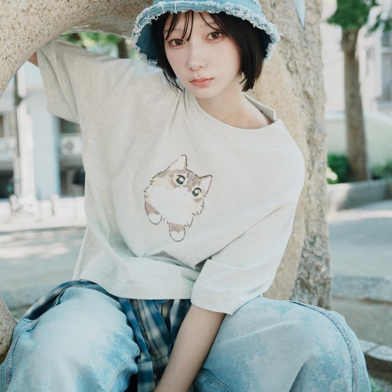 harapeco Neko Tee （Akubi）-ホワイト サイズL Neko Tee