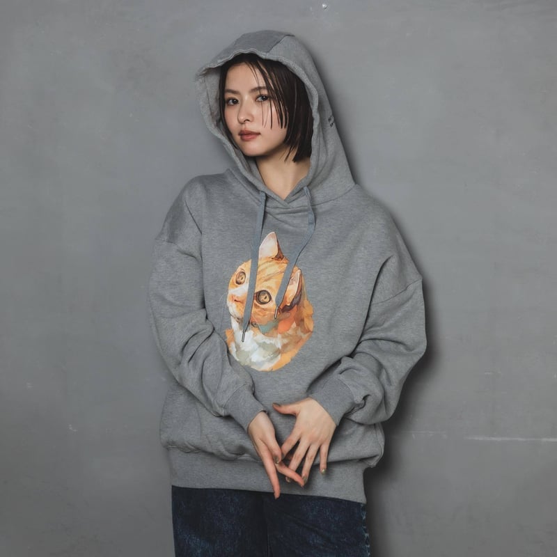 Neko Hoodie(ziitto)-グレー | harapeco Store