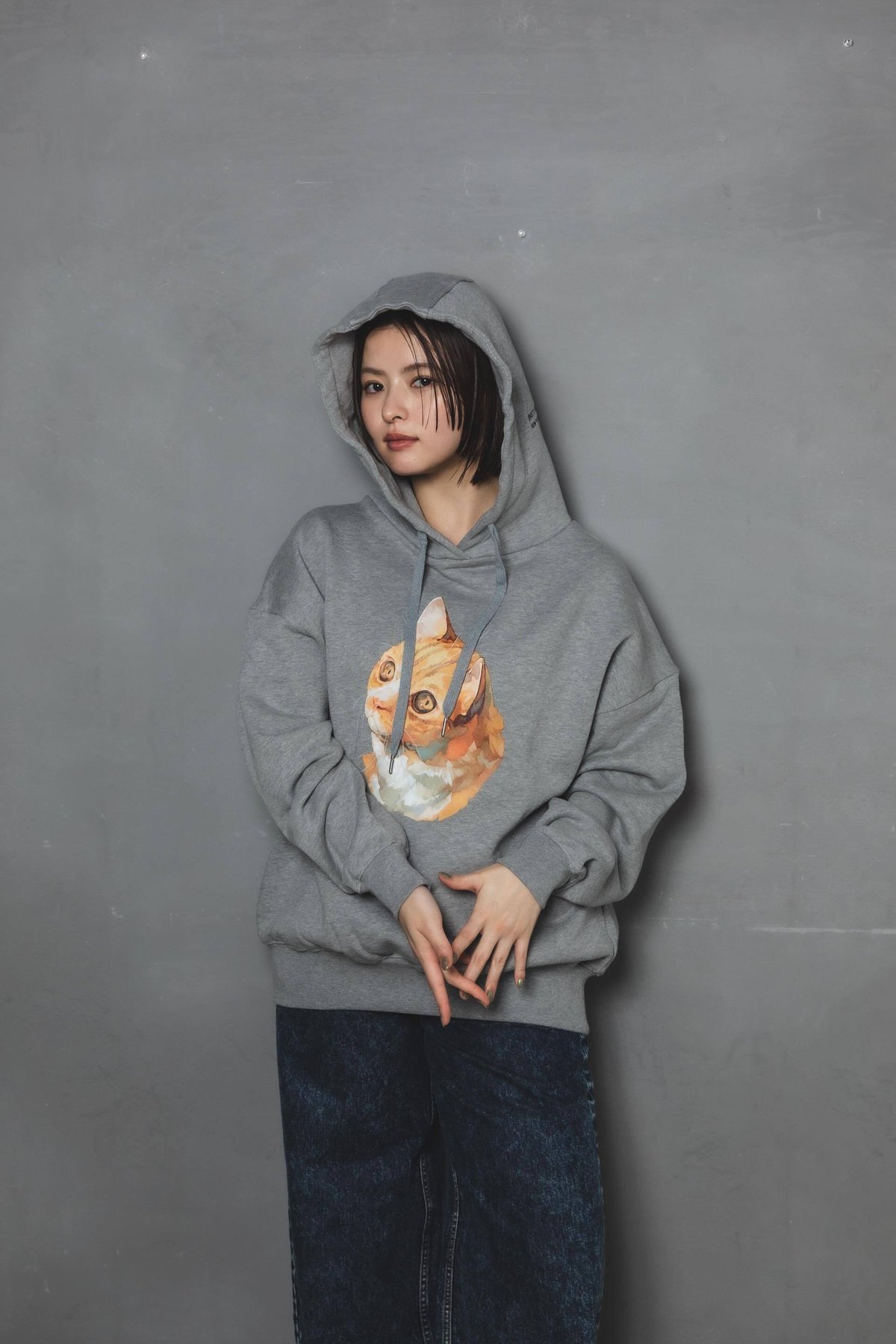 Neko Hoodie(ziitto)-グレー | harapeco Store