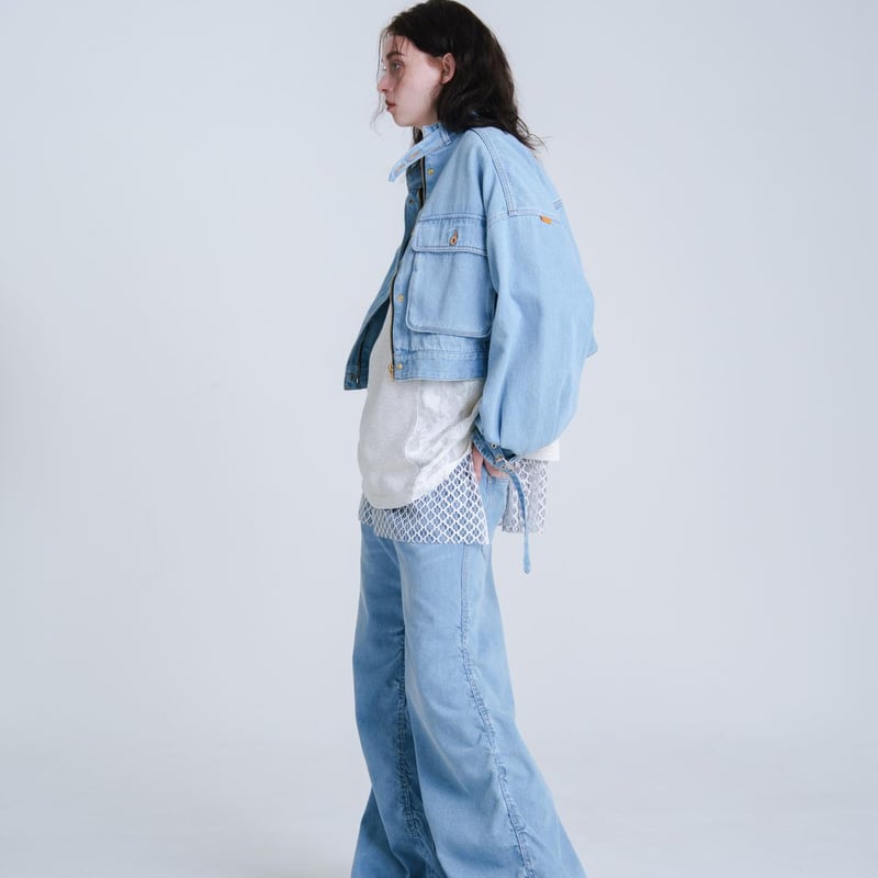 Drape-like Denim Pants - スカイブルー | harapeco Store