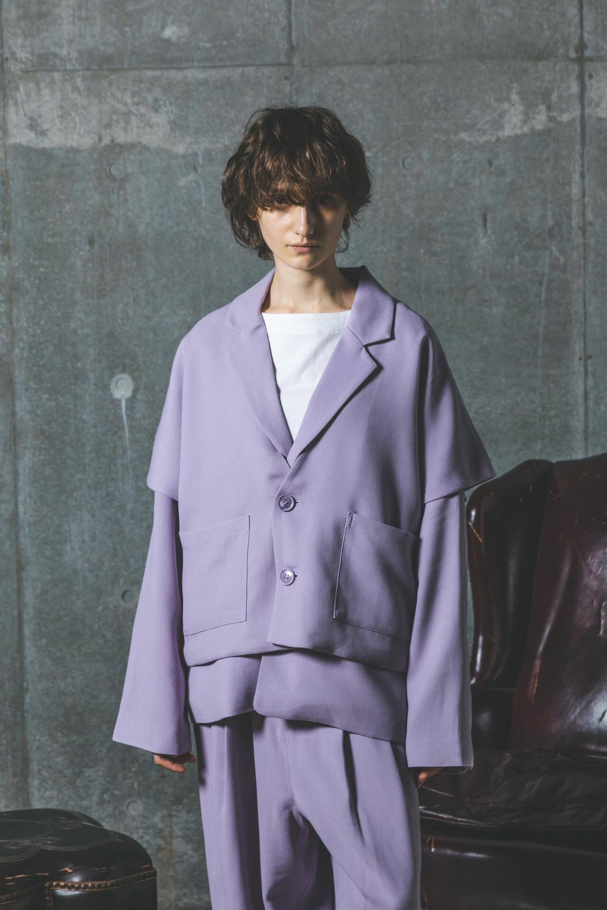 Three-piece suit Vest-ライトパープル | harapeco Store