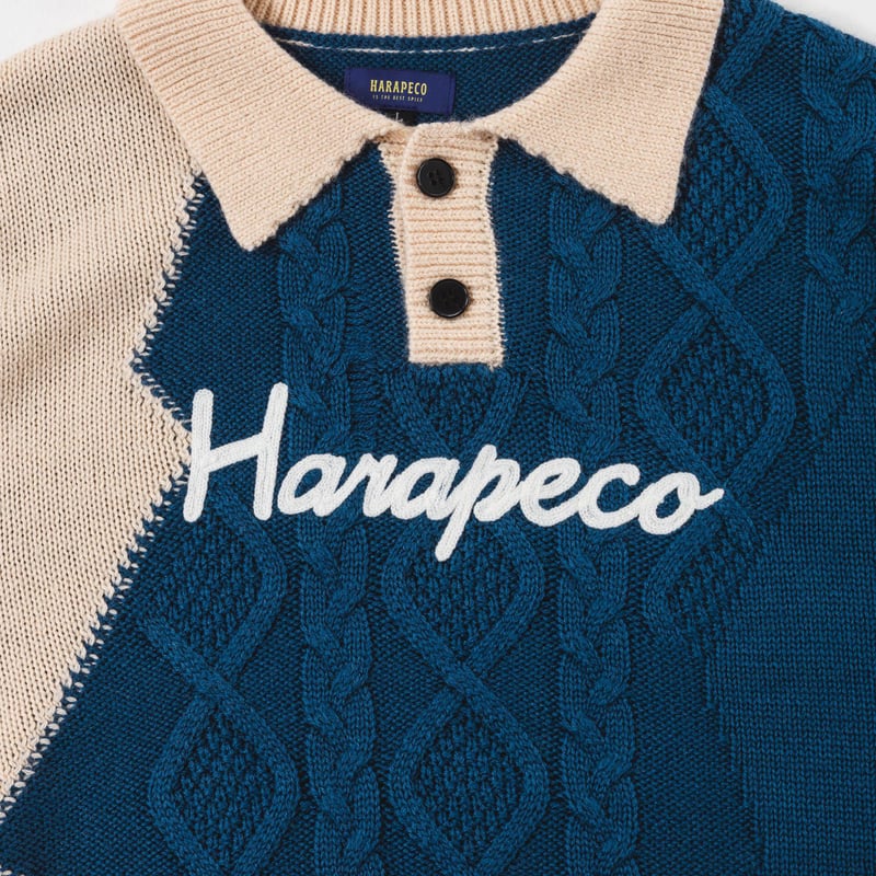 Bicolor Button Knit - ブルー Bicolor Button Knit - ブルー | harapeco Store