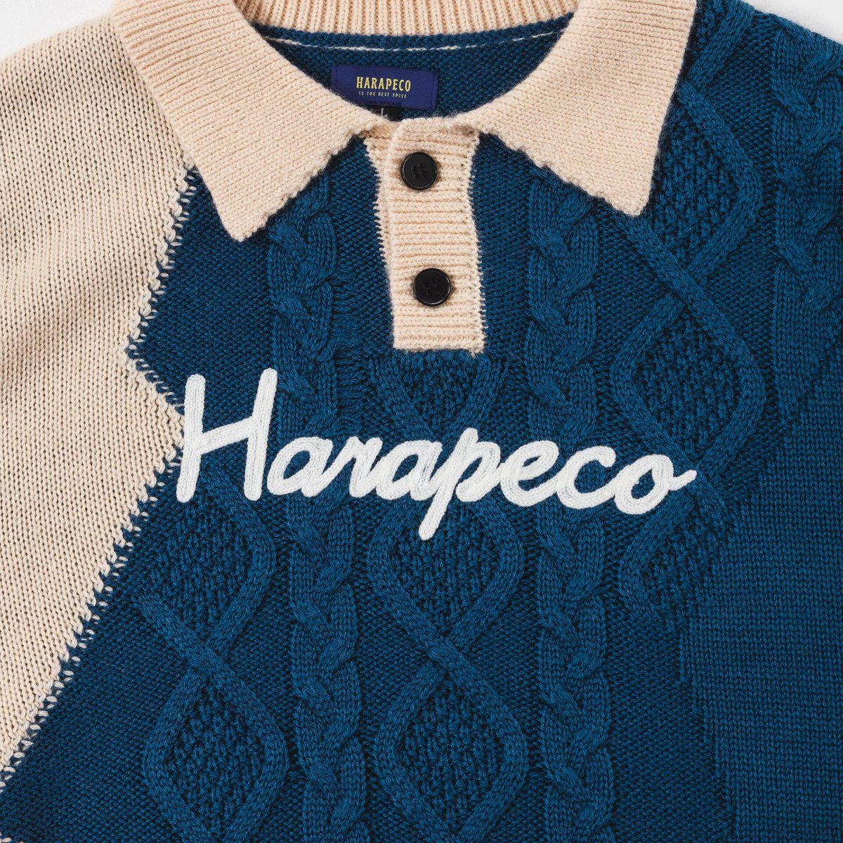 Bicolor Button Knit - ブルー | harapeco Store