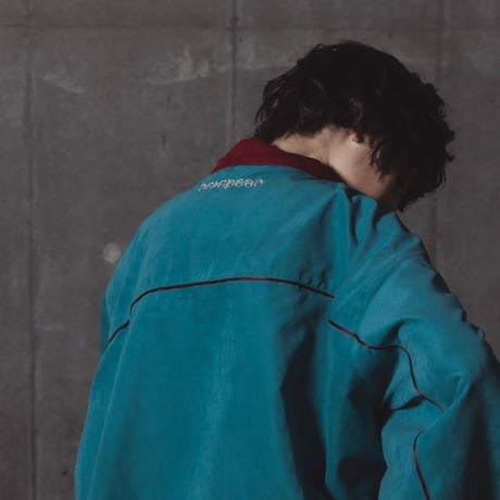 Color Suede blouson-23AW--ブルーグリーン×ボルドー