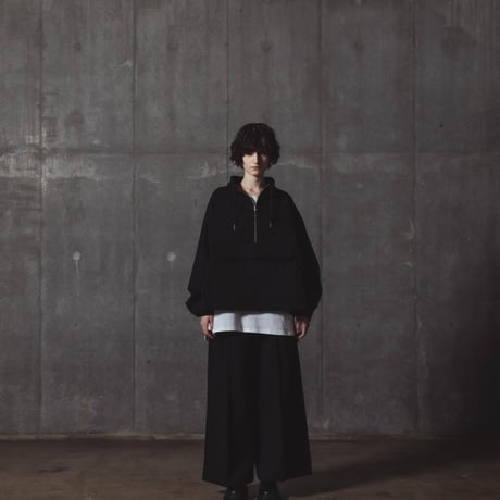 Half Zip Twill Pull over-ホワイト