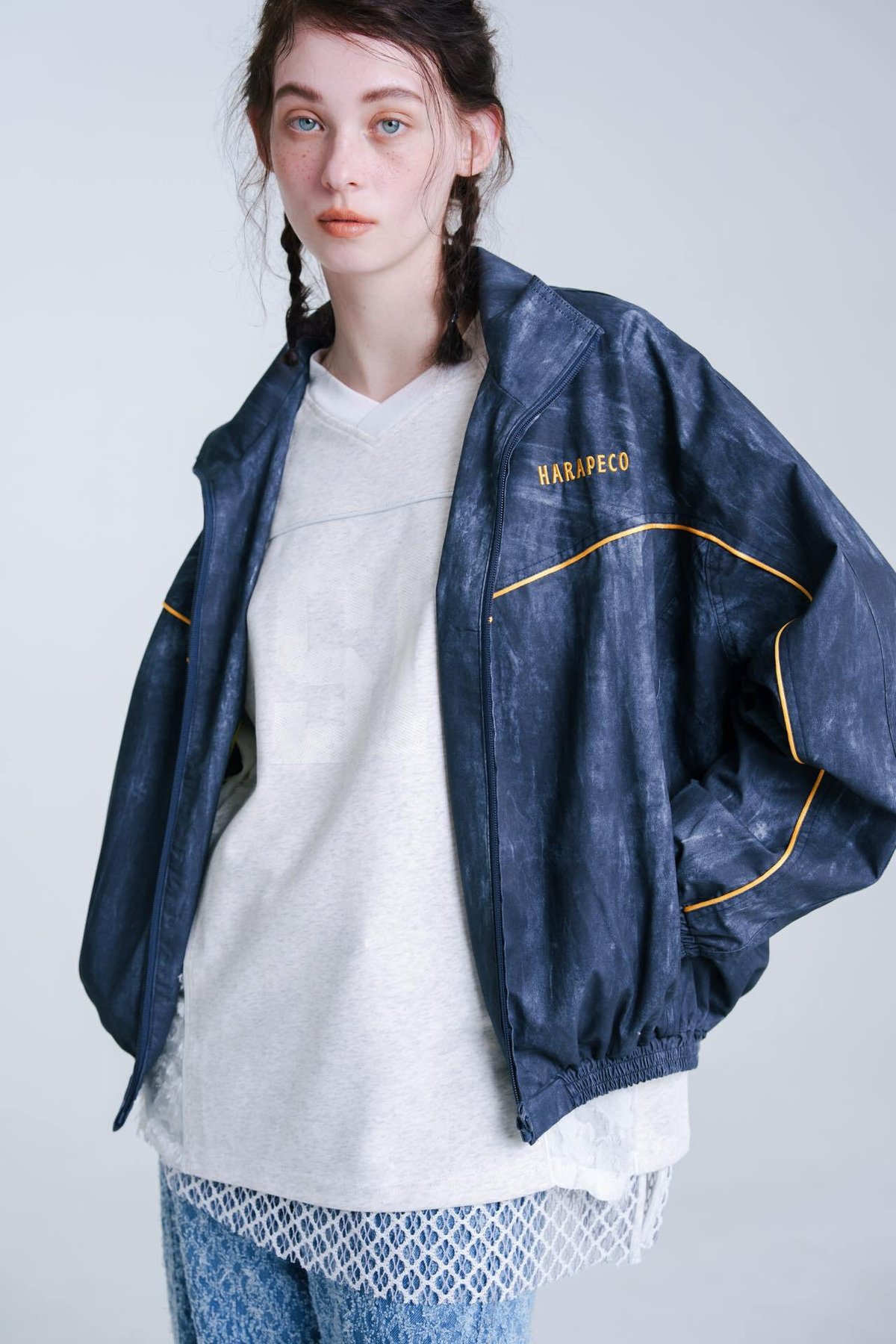 ジャケット・アウター harapeco Eve Blurred Dye Print Blouson Blurred Dye Print Blouson - ブルー | harapeco Store