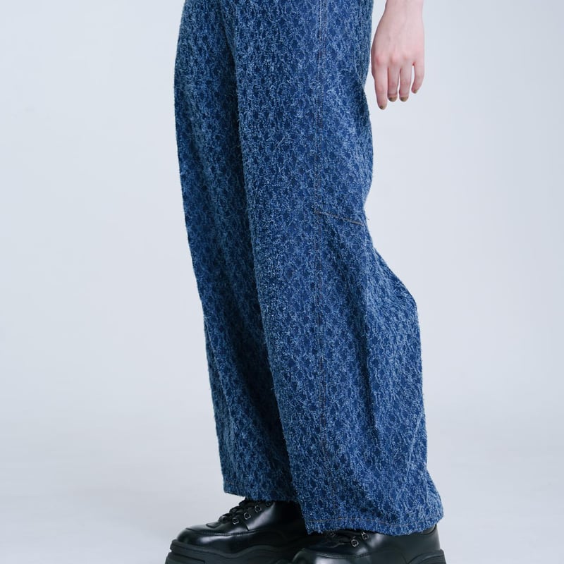 【完売品✨】Harapeco Denim pants ブルー Jacquard Barrel Denim Pants - ブルー | harapeco Store