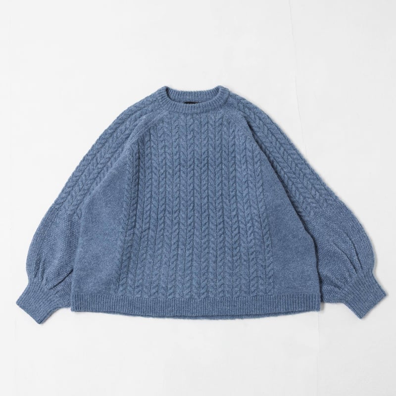 Rough-Knit Sweater-ブルー | harapeco Store
