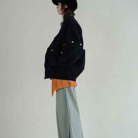 Button Design Velour DenimJacket - ネイビー