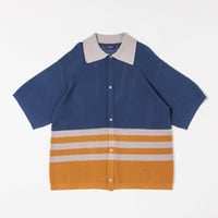 KNIT POLO - ブルー
