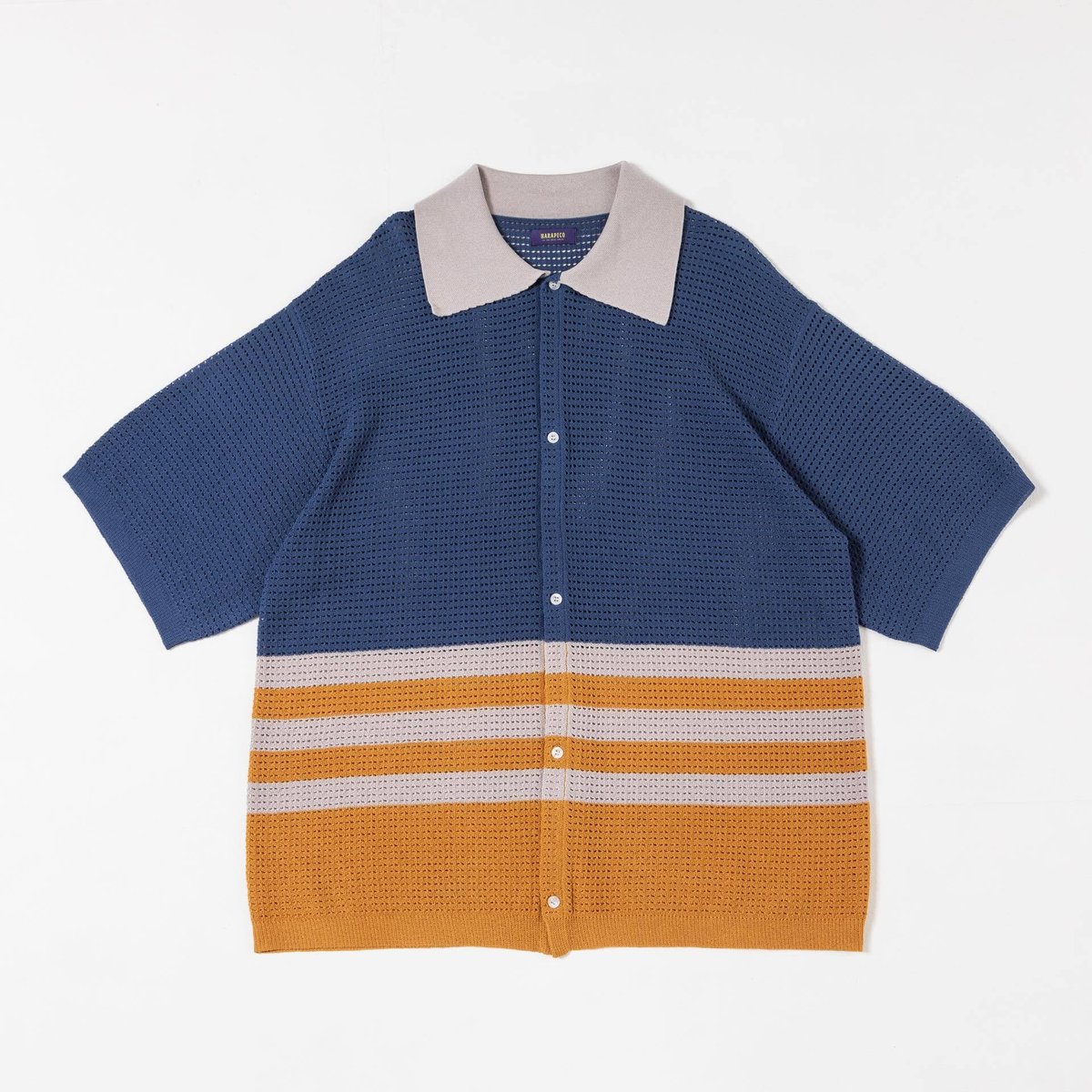 harapeco KNIT POLO - ブルー　eve Eve harapeco KNIT POLO ブルー Sky Blue】BERUN Knit Polo