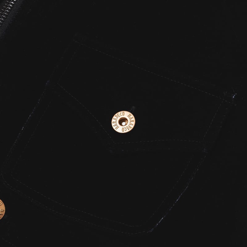 Button Design Velour DenimJacket - ブラック | harap
