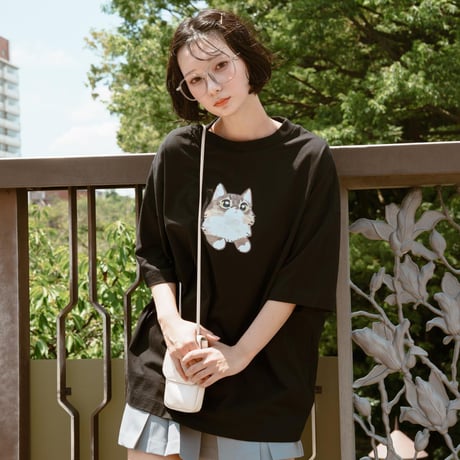 GENTLE CAT TEE（fuwaNeko） - ブラック