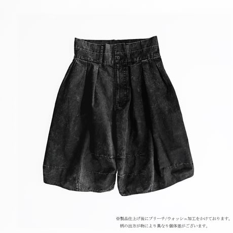 Washed-DEFORMED HALF PANTS - ブラック
