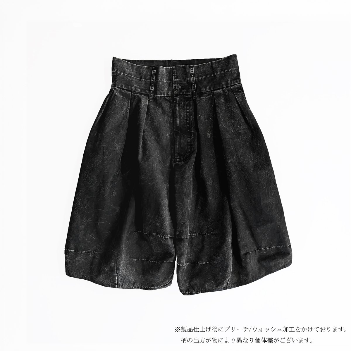 Washed-DEFORMED HALF PANTS - ブラック | harapeco Store