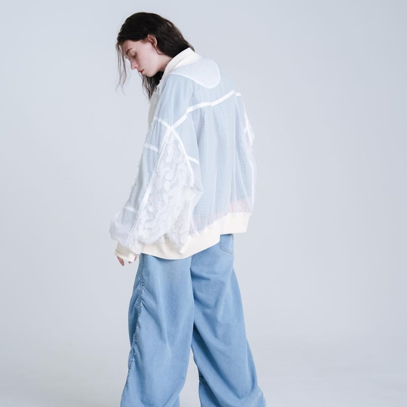 harapeco Sheer Blouson - スカイブルー Sheer Blouson - スカイブルー
