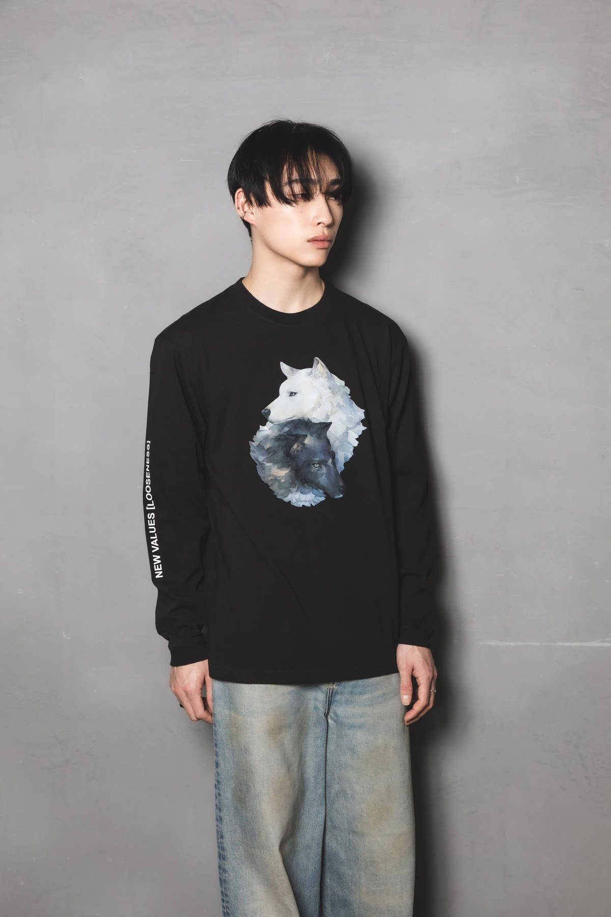 Okami Long Sleeve Tee(nihiki)-ブラック | harapeco S