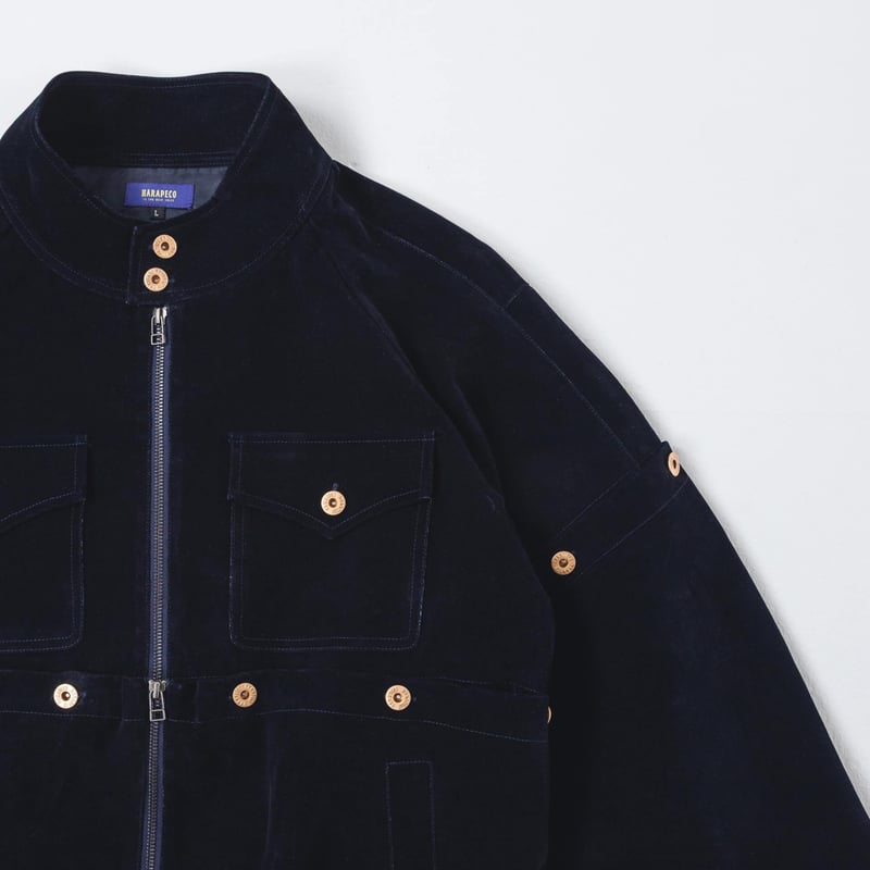 Button Design Velour DenimJacket - ネイビー | harap
