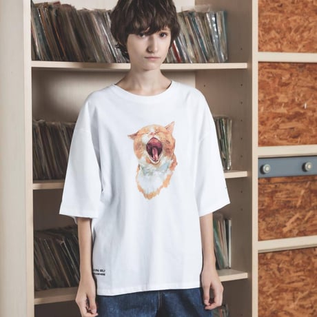 Neko Tee （Akubi）-ホワイト