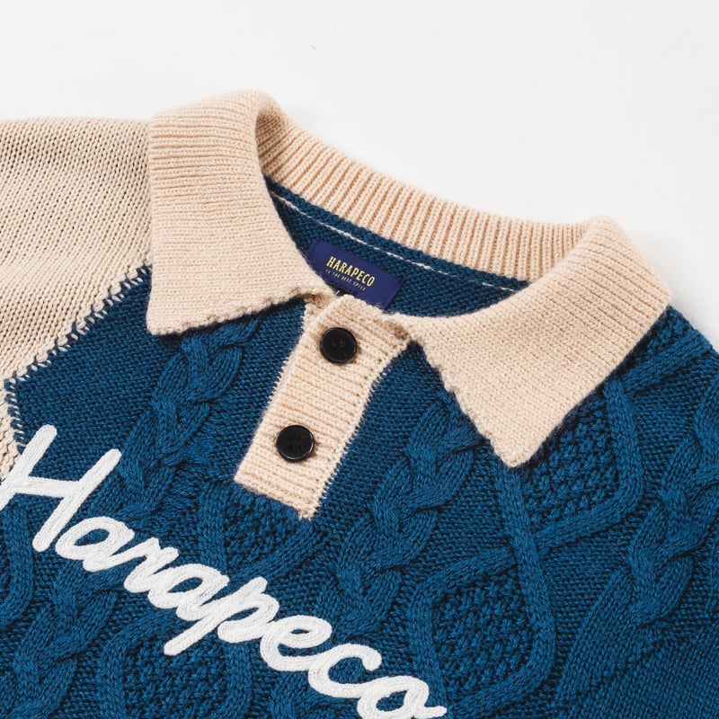 Bicolor Button Knit - ブルー Bicolor Button Knit - ブルー | harapeco Store