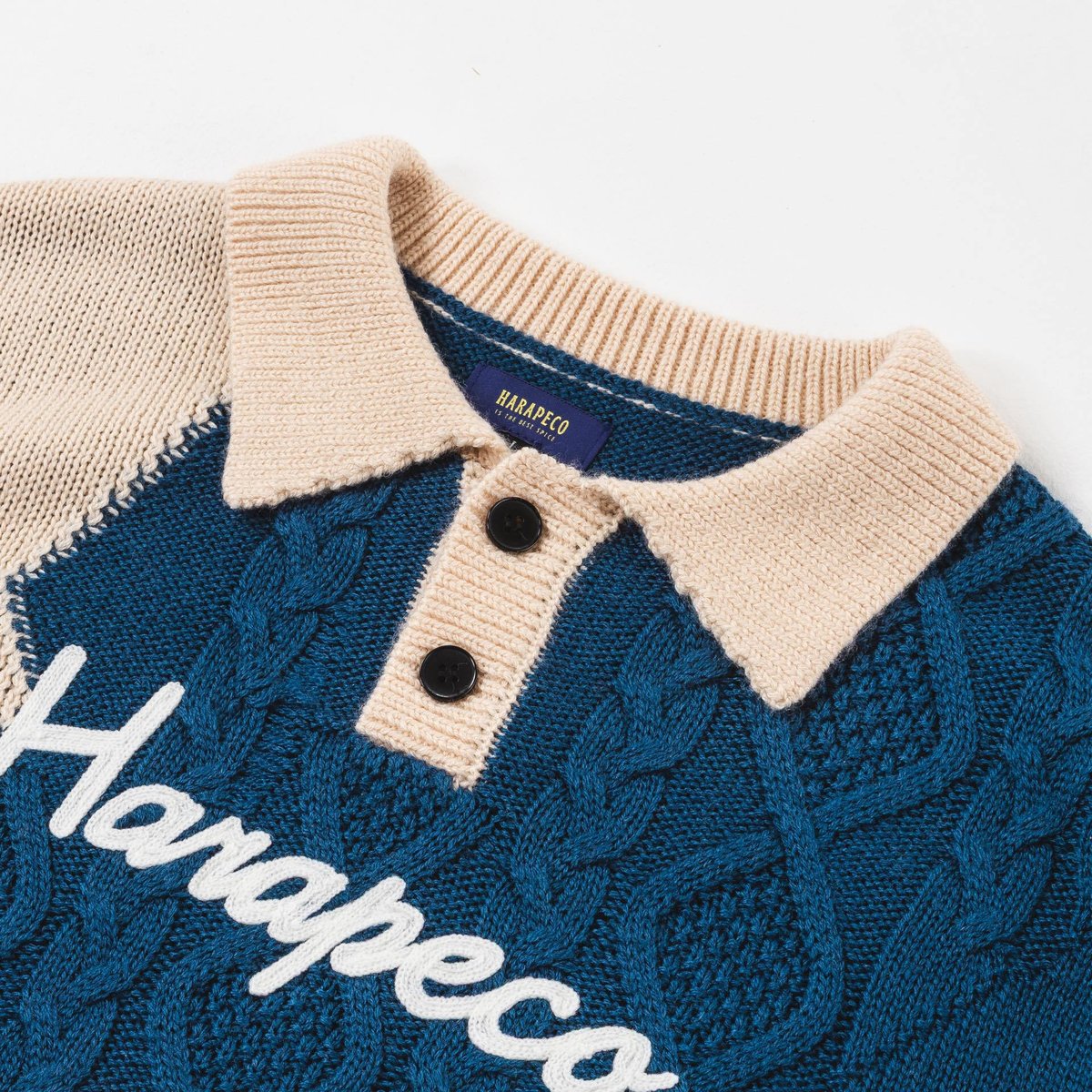 Bicolor Button Knit - ブルー | harapeco Store