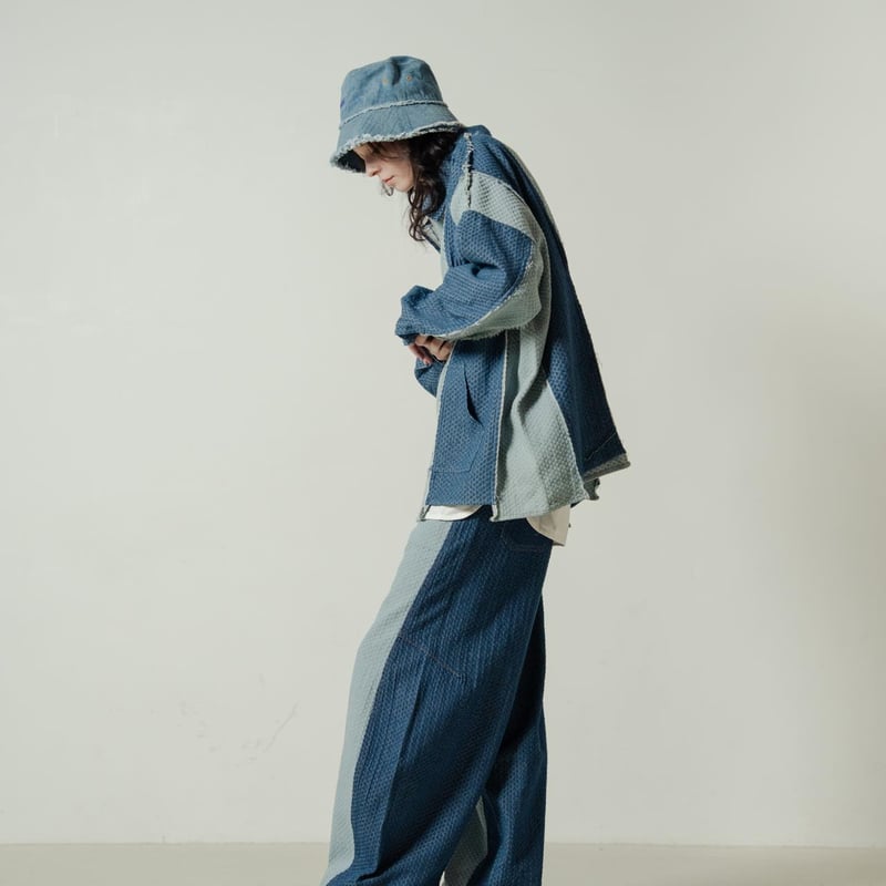 harapeco商店 デニムパンツーブルー Rebuild Denim Pants - ブルー | harapeco Store