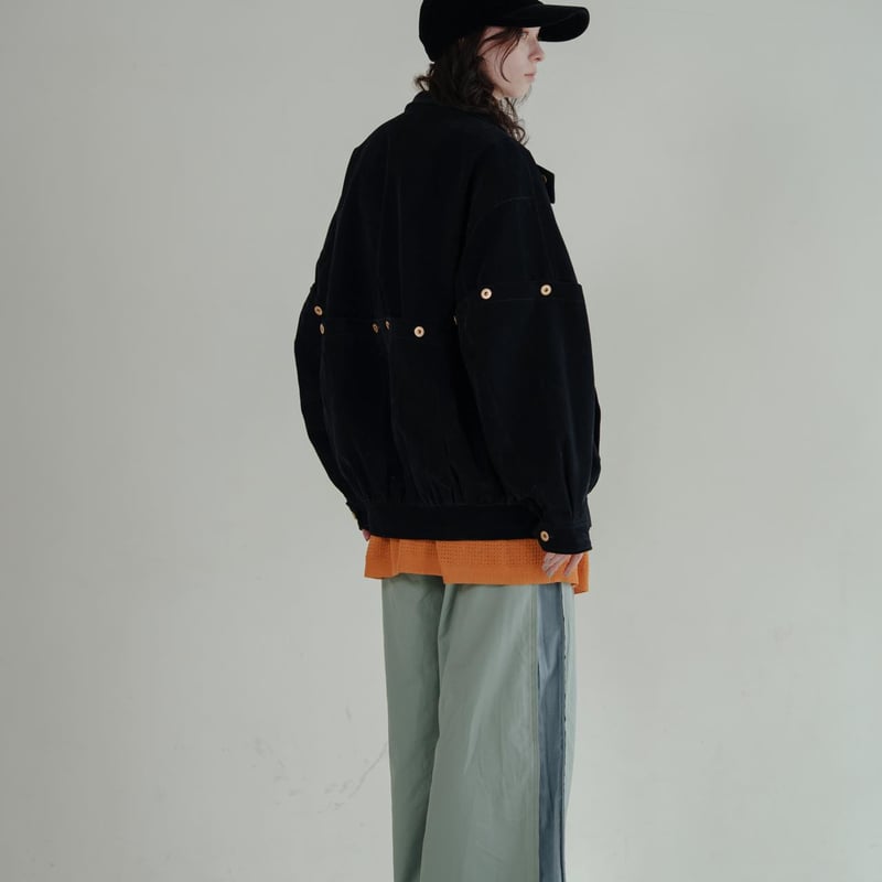 Button Design Velour DenimJacket - ネイビー | harap