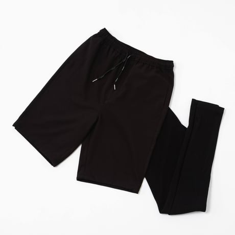 Layered Half Pants-Black
