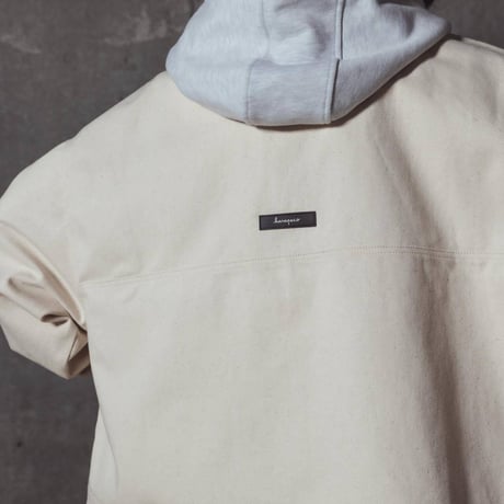 Half Zip Twill Pull over-ホワイト