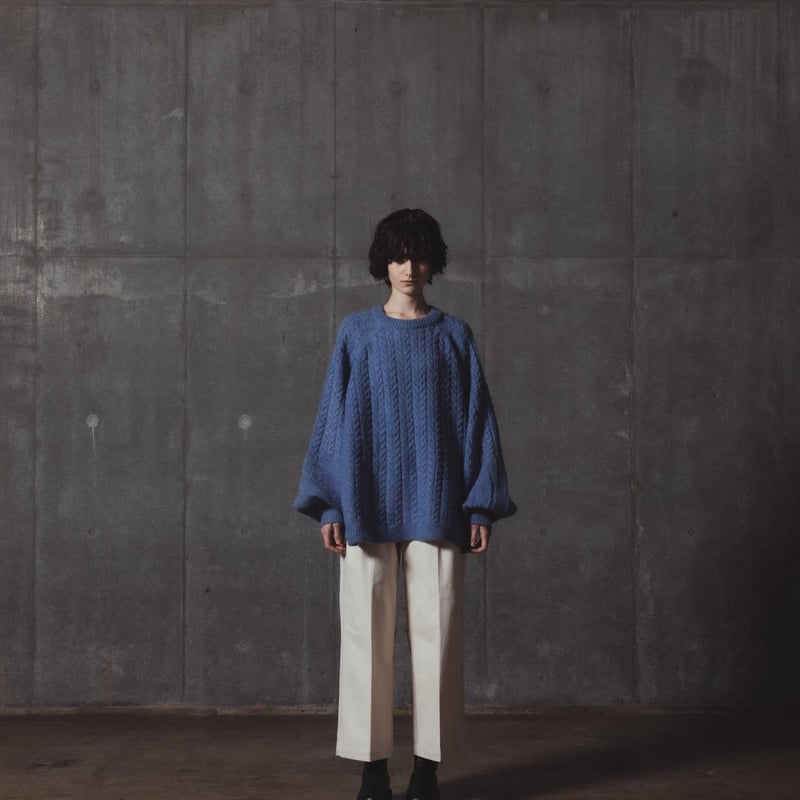Rough-Knit Sweater-ブルー | harapeco Store