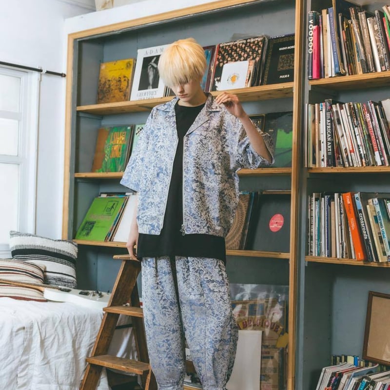 Eve はらぺこ商店 Jacquard Tapered Pants-ブルー Jacquard Tapered Pants-ブルー | harapeco Store