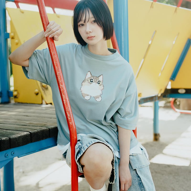 GENTLE CAT TEE（fuwaNeko） - ブルー | harapeco Store