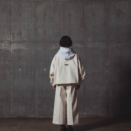Half Zip Twill Pull over-ホワイト