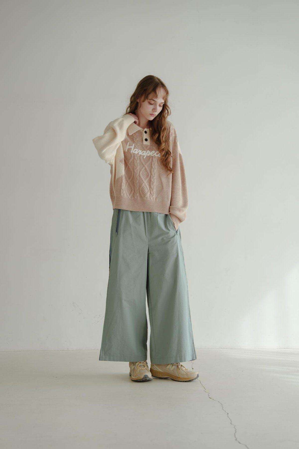 Bicolor Button Knit - ベージュ | harapeco Store