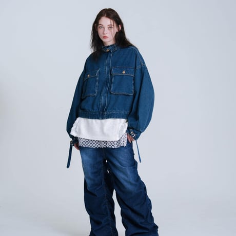 Drape-like Denim Pants - ブルー