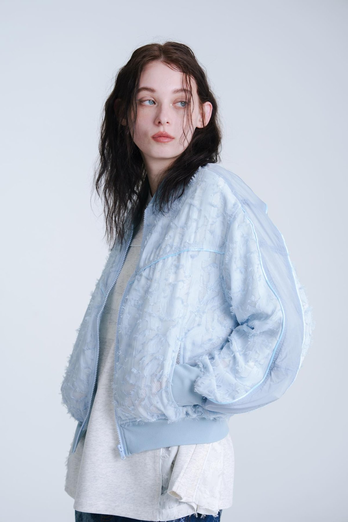 harapeco Sheer Blouson - スカイブルー Sheer Blouson - スカイブルー | harapeco Store