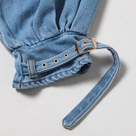 Balloon Arm Denim Jacket - スカイブルー