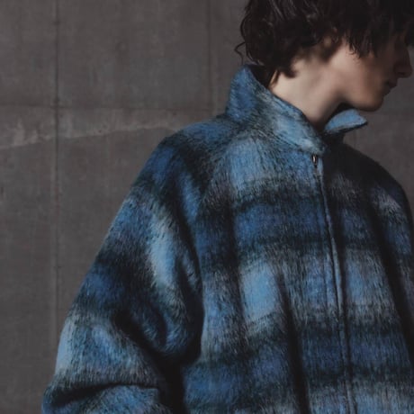 Checked Outer Jacket-ブルー