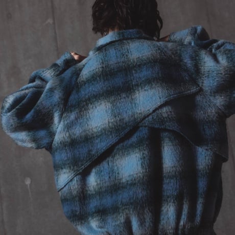 Checked Outer Jacket-ブルー