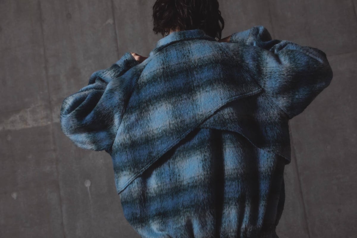 Checked Outer Jacket-ブルー | harapeco Store