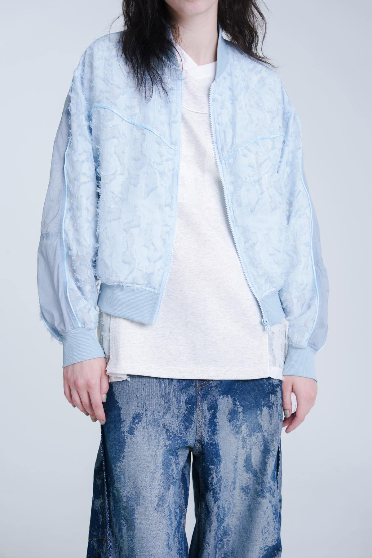 Sheer Blouson - スカイブルー | harapeco Store