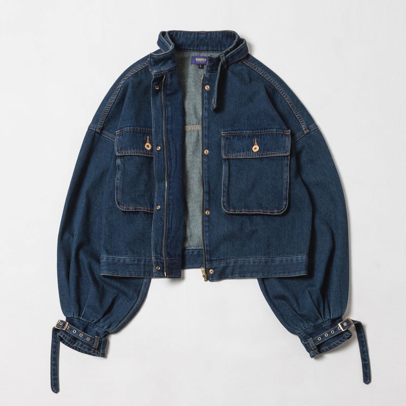 Balloon Arm Denim Jacket - ブルー | harapeco Store