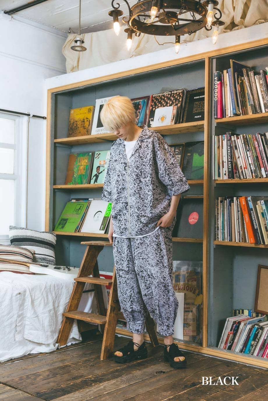 harapeco ジャガード Jacquard Shirts-ブラック | harapeco Store