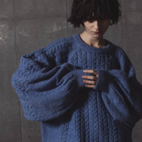 Rough-Knit Sweater-ブルー