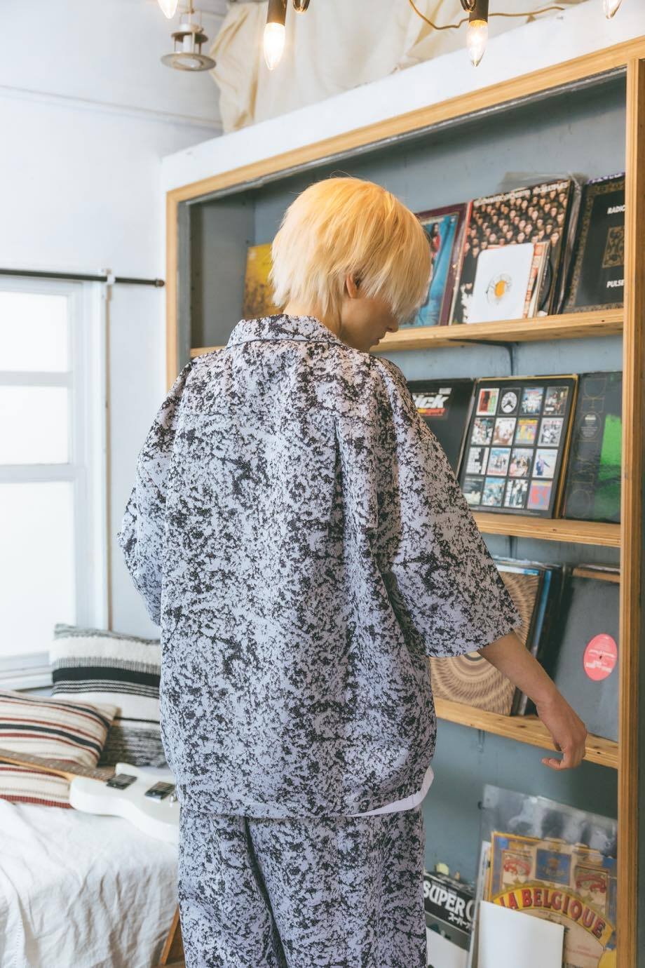 Jacquard Shirts Jacket-ブラック | harapeco Store