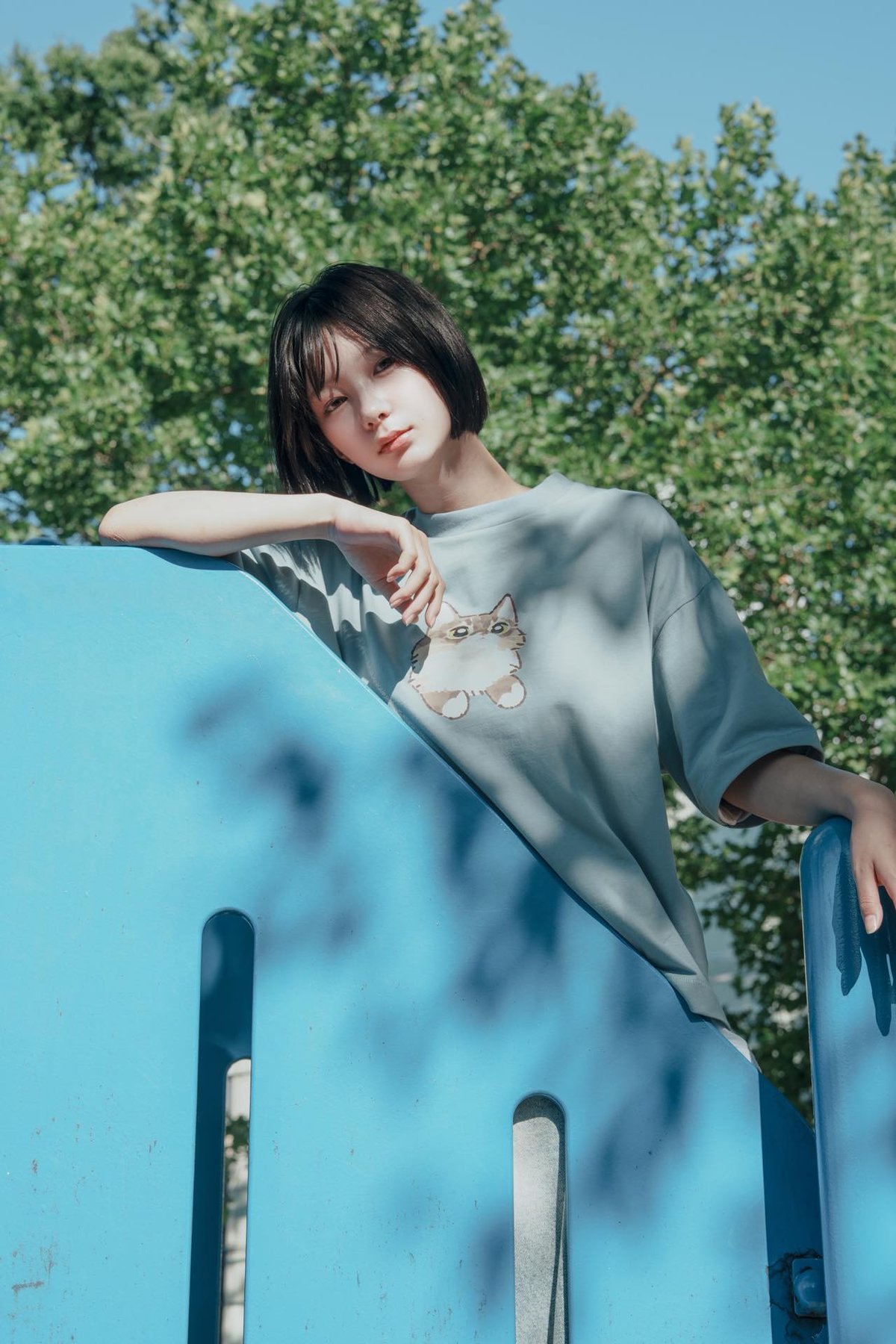 GENTLE CAT TEE（fuwaNeko） - ブルー | harapeco Store