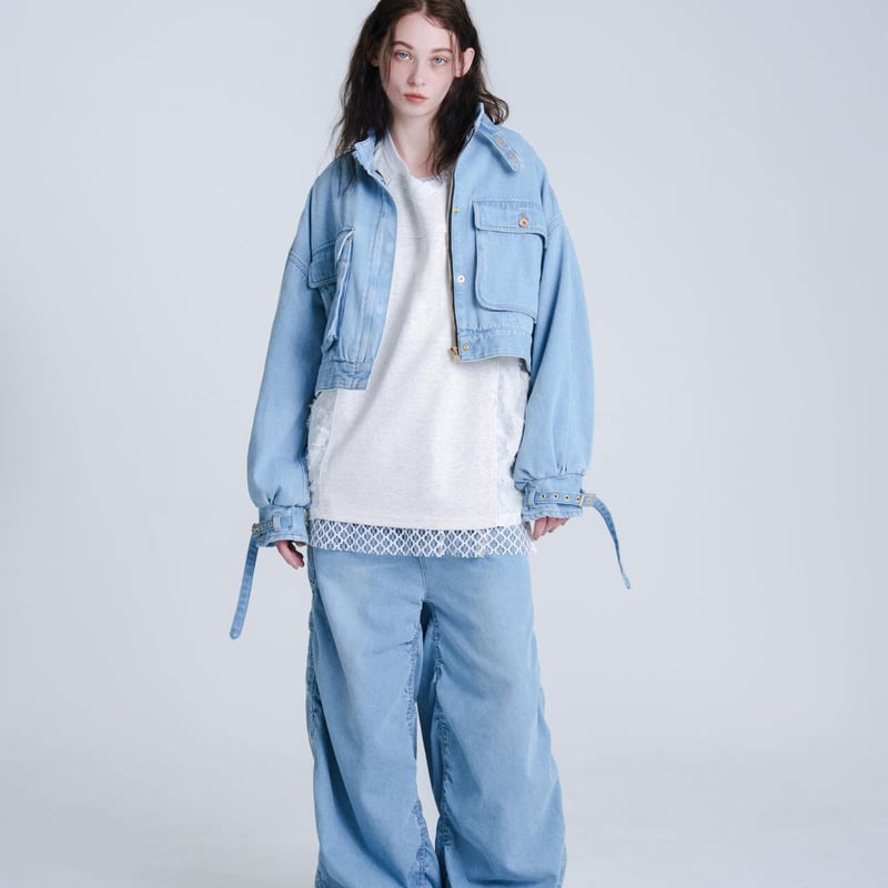 Drape-like Denim Pants - スカイブルー | harapeco Store