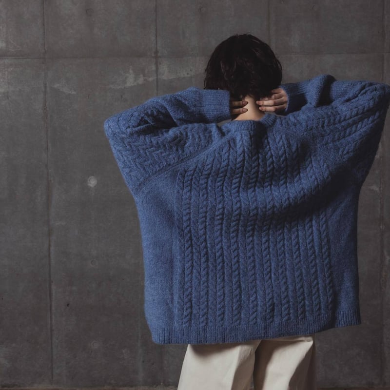 Rough-Knit Sweater-ブルー | harapeco Store