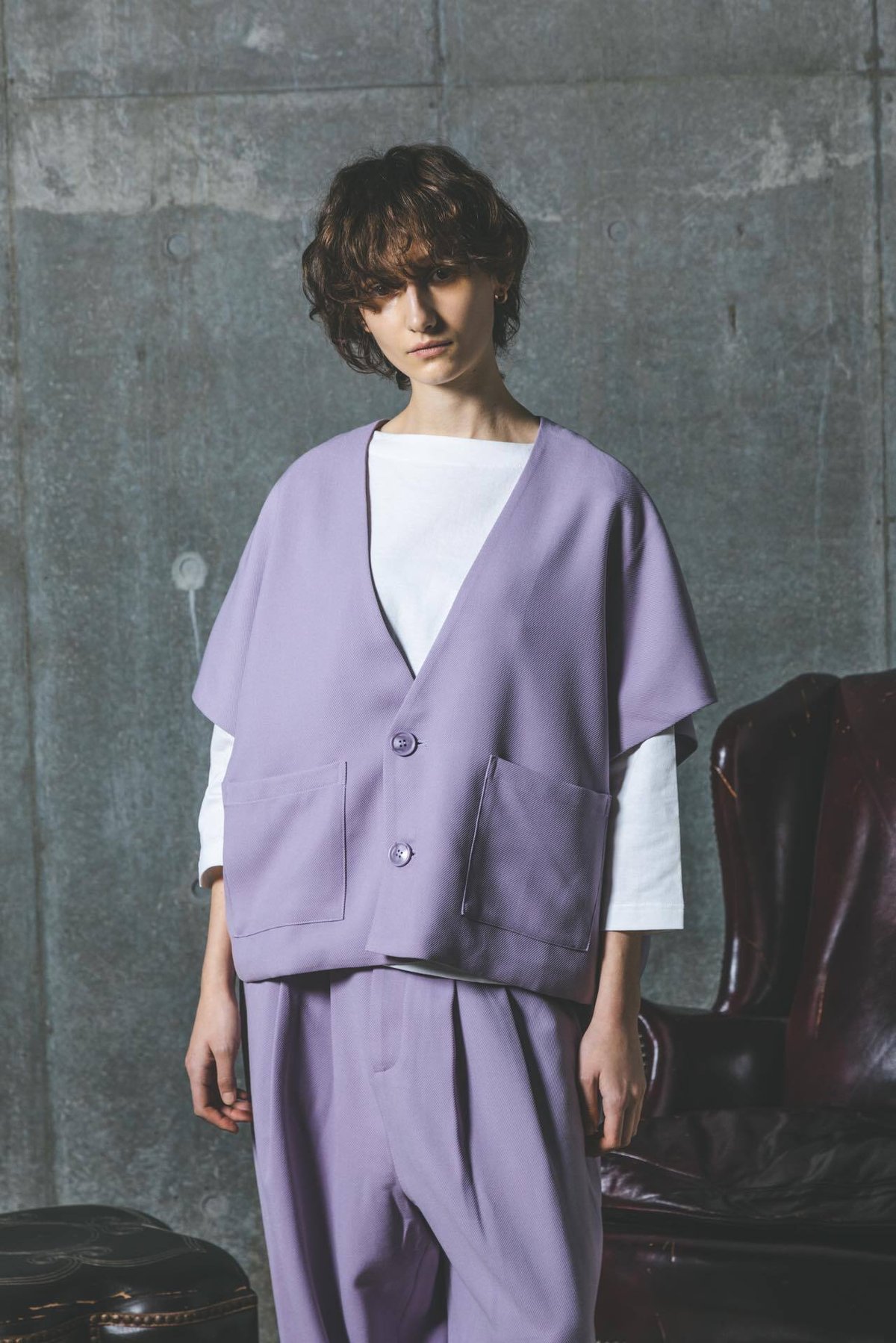 Three-piece suit Vest-ライトパープル | harapeco Store