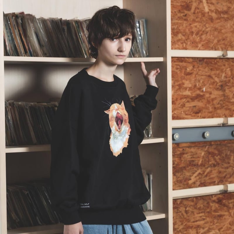 Neko Sweat(Akubi)-ブラック | harapeco Store Neko Sweat(Akubi)-ブラック | harapeco Store